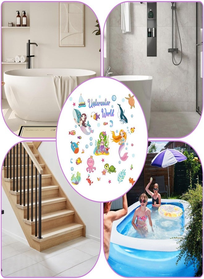 PRATIQUE Non Slip Bathtub Stickers, 6 Pages Underwater World Mermaid Sea Organisms Stickers Adhesive Kids Anti Slip Decal Threads for Shower Floor and Bath Tub Decals with Premium Scraper - Image 5