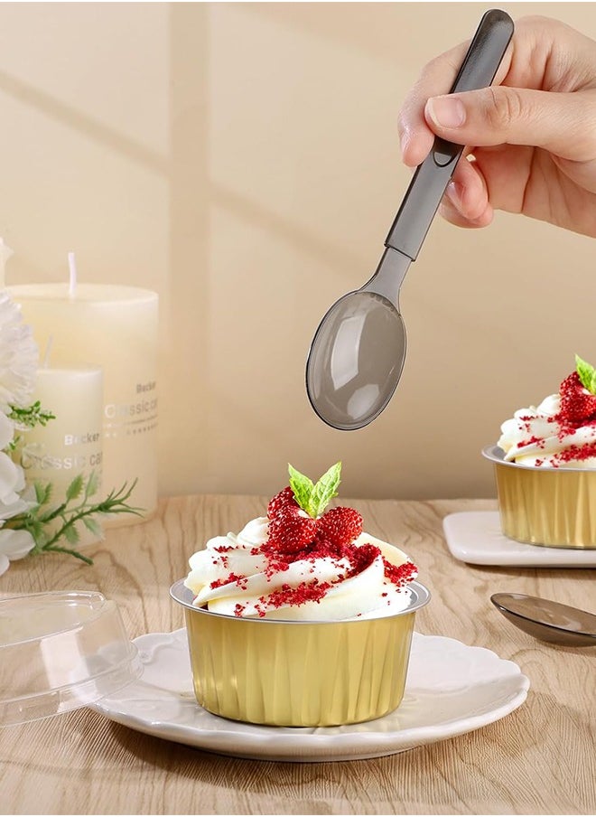 Sweet Life - 100Pcs Plastic Spoons Disposable, 6.8"x1.3" Spoons Plastic , Heavy Duty Spoons Plastic Cutlery Disposable Utensils Silverware Set for Party Bulk Wedding Birthday Holiday Family Gathering, Chocolate Coffee Flavor Ice Cream, Dessert Spoons for Party - Image 1