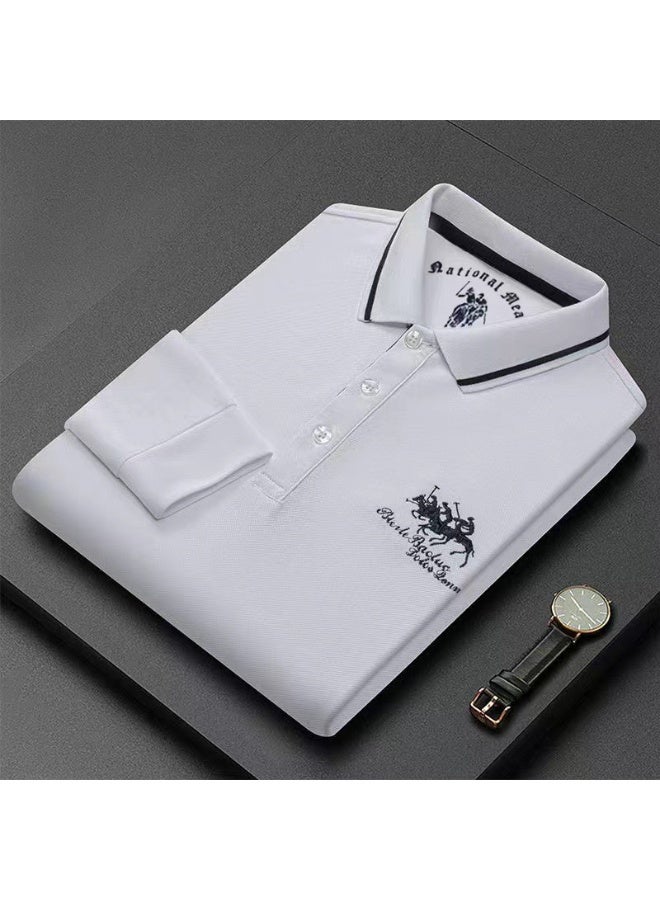 POLO Embroidered Pure Cotton Hot Selling Men's Polo Shirt  Autumn And Winter Long Sleeved Breathable Casual Slim Fit Top - Image 1