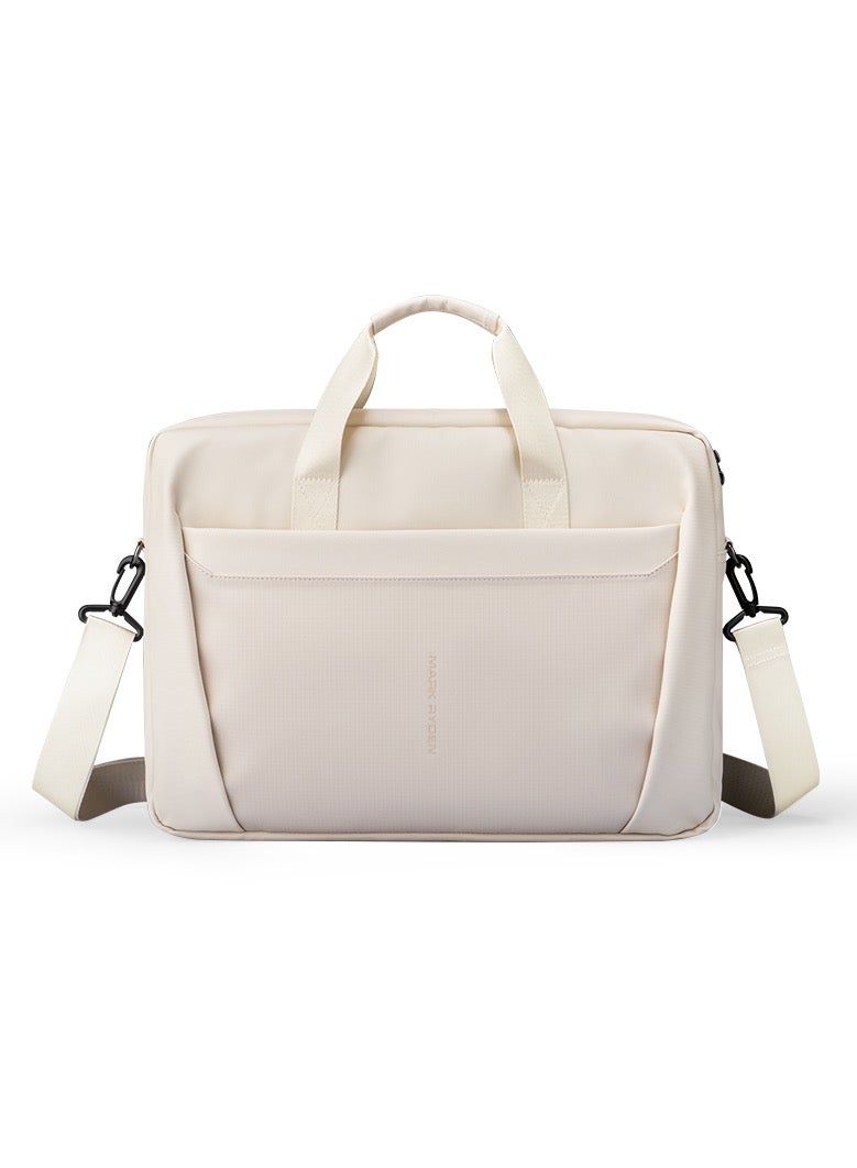 مارك رايدن MR-616D البيج الفاتح حقيبة لابتوب 15.6 بوصة من سلسلة Digital، حقيبة يد نحيفة وأنيقة للعمل والسفر من قماش أوكسفورد المقاوم للماء، متعددة الجيوب مع حزام كتف وحزام تثبيت على الترولي - Image 1