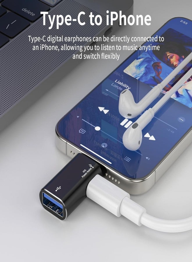 WISTAR Lightning to USB Female Adapter, Apple MFi Certified iPhone USB 3.0 OTG Adapter with USB-C Aux Power Port for iPhone 14/13/12/11/iPad, Supports Hard Disk, Card Reader, Camera - Image 5