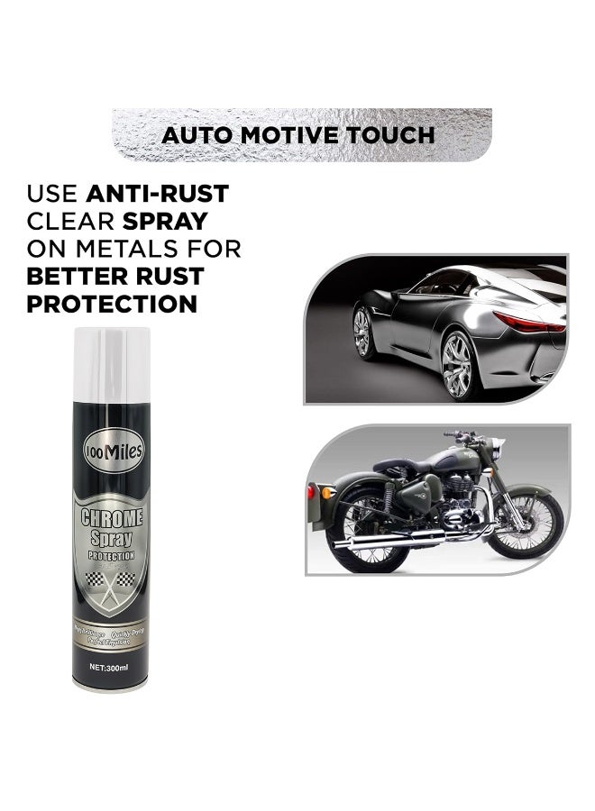 100Miles 100 Miles Chrome Spray Paint 300ml - High-Brilliance Mirror Metallic Finish, Quick-Dry Protective Lacquer for Auto Touch-up, Car Rims, Wood, Metal & Furniture Decor. Versatile, Anti-Aging Aerosol Coating - Image 4
