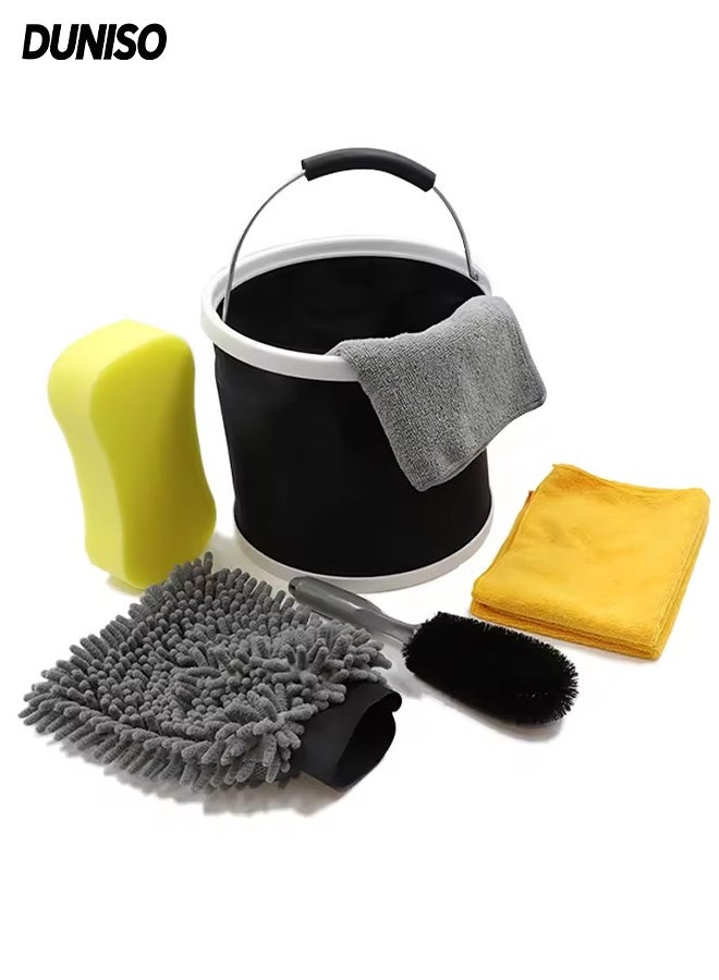 DUNISO 7-Pieces Set Car Wash Detailing Cleaning Kits，Car Wash Detailing Cleaning Tools Set with Bag Collapsible Bucket，Versatile Interior and Exterior Car Care Kit，Easy to Store，for Washing, Waxing, Polishing, and Deep Cleaning - Image 1