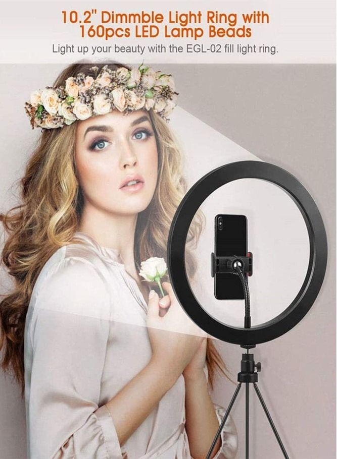 AMERTEER Versatile Selfie Ring Light with Tripod Stand and Cell Phone Holder 3 Modes & 10 Brightness Levels for Flawless Photos and Videos - Image 2