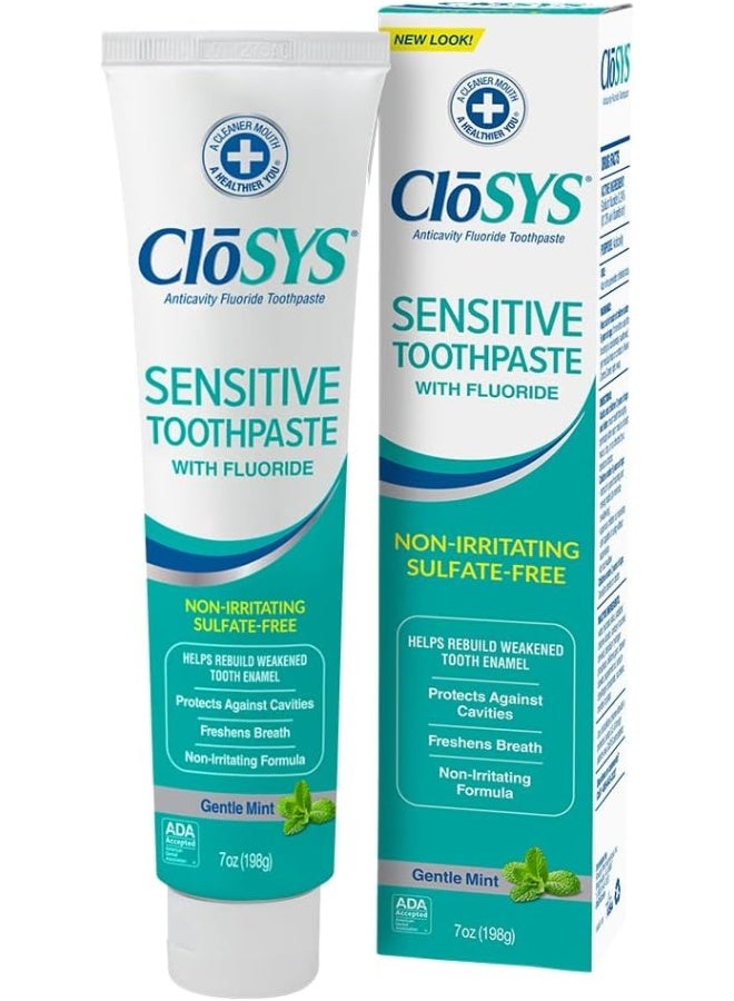 CloSYS Fluoride Toothpaste, 7 Ounce, Gentle Mint, Whitening, Sulfate Free - Image 1