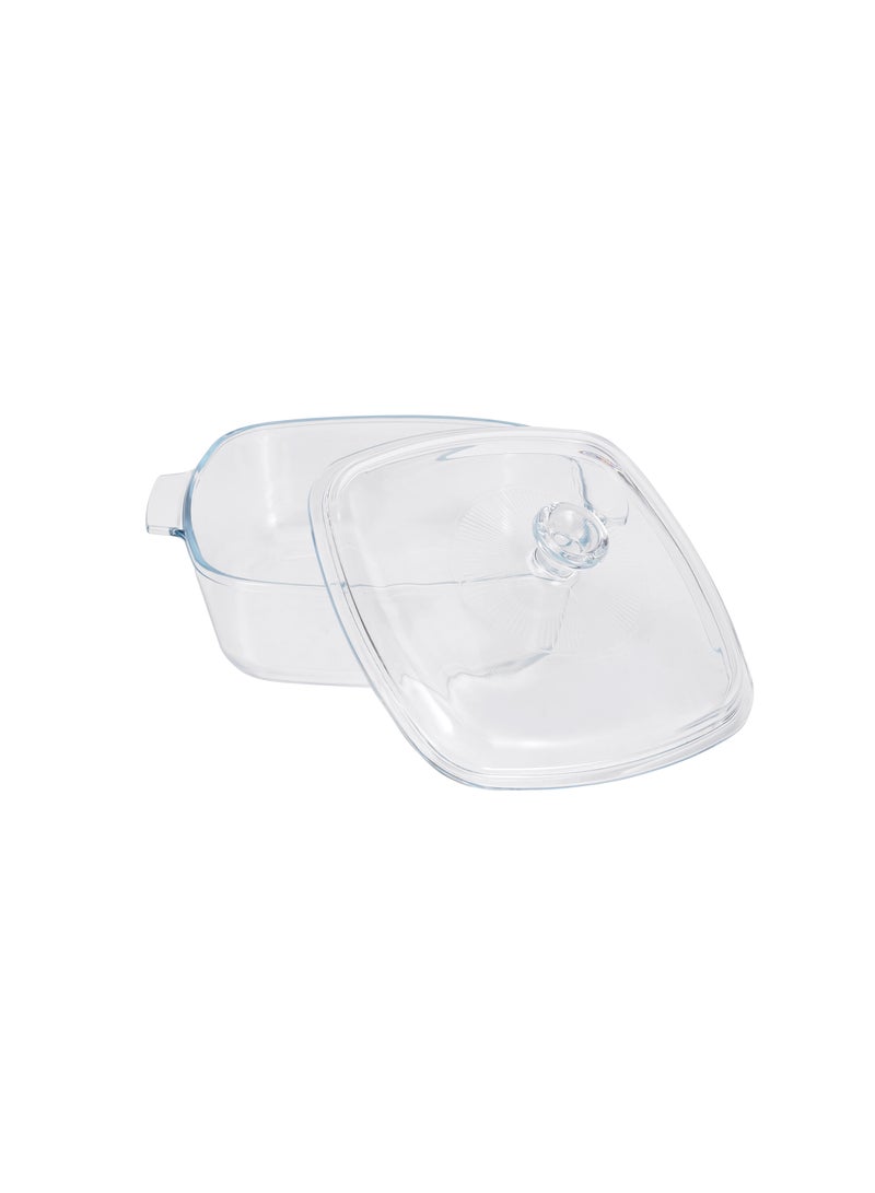 Royalford 1.5 L Glass Baking Dish with Lid-RF12200/ Square Tray Perfect for Baking and Serving/ Casserole with Easy Grab Handles and Knob/ Oven, Dishwasher and Freezer Safe Clear - Image 2