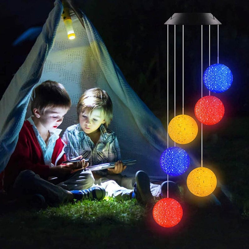comfrt Solar Wind Chimes Outdoor, Color-Changing Solar Ball Wind Chime Waterproof Solar Powered LED Hanging Lamp for Outdoor Garden Festival Decoration Yard Decor Light Lamp - Image 3