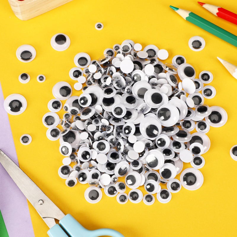 UPINS 1000 Pcs Self Adhesive Googly Wiggle Eyes for DIY Craft Assorted Size 6 mm 8 mm 10 mm 12 mm 14 mm 16 mm Mixed Packaging Craft Sticker Eyes - Image 5