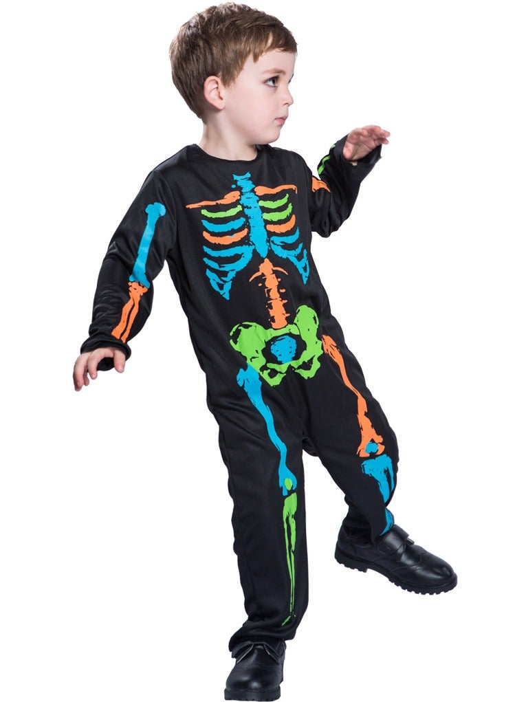general Children's colorful skeleton jumpsuit costume for themed parties and school events - Image 2