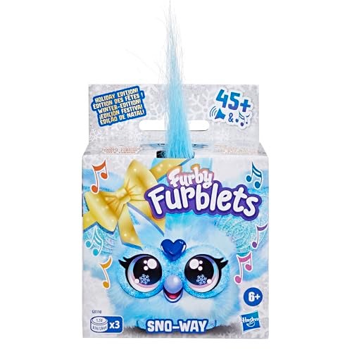 Furby Furblets SNO-Way Holiday Edition Mini Friend, 45+ Sounds, Holiday Music, Speaks Only Furbish, Electronic Plush Toys for Girls & Boys, Interactive Pets, Blue & White, 6+ - Image 2