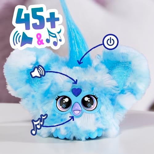 Furby Furblets SNO-Way Holiday Edition Mini Friend, 45+ Sounds, Holiday Music, Speaks Only Furbish, Electronic Plush Toys for Girls & Boys, Interactive Pets, Blue & White, 6+ - Image 3