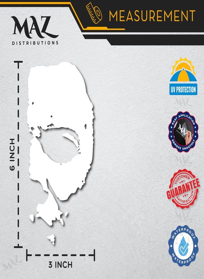 MAZ Distributions Michael Myers Creepy Half Face 6" Inch White Vinyl Decals Scary Horror Movies Creepy Halloween Stickers for Cars, Laptops White MAZ-341 - Image 5