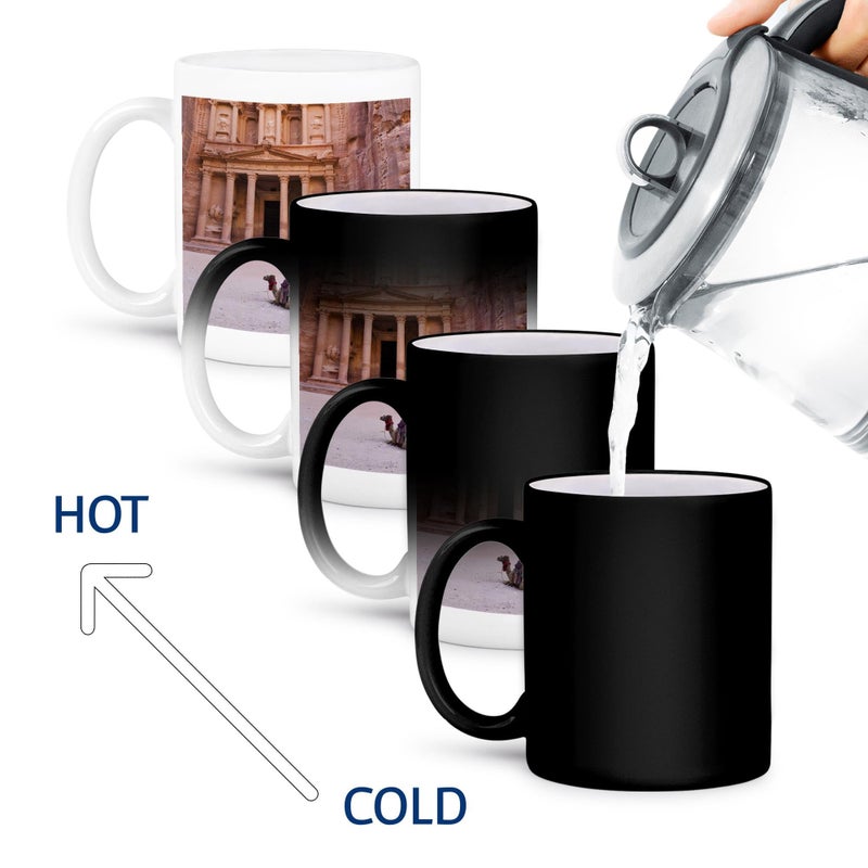 3dRose mug_132784_3 Camel, Facade of Treasury (Al Khazneh), Petra, Jordan As16 Ksu0059 Keren Su Magic Transforming Mug, 11-Ounce - Image 4