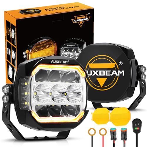 Auxbeam XP-Ultra Series 5 Inch Offroad Pod Lights, 270° Side Shooter, Amber DRL & Turn Signal, 174W 20400LM Spot Flood Combo, Driving Fog Light Bar with Dual Color Protective Covers, Pair - Image 1