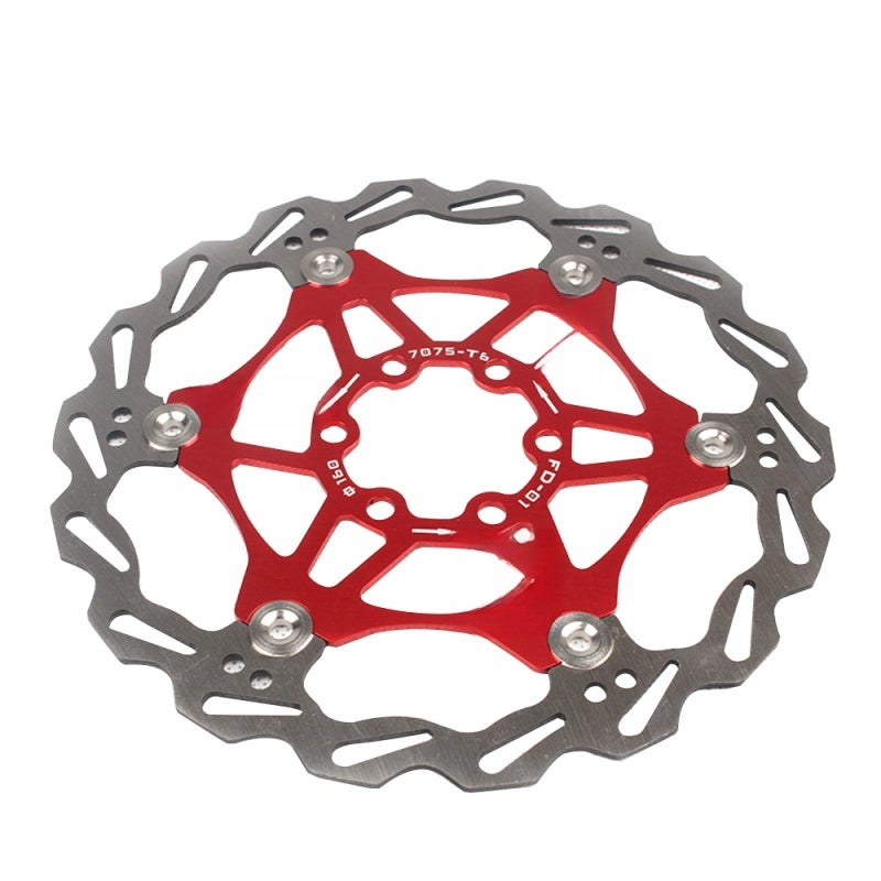 SNAIL Bike Disc Brake Rotor 160mm Red: Stainless Steel Crankset With Wear Resistance - AL7075-T6 Forged Bracket For MTB - Image 1