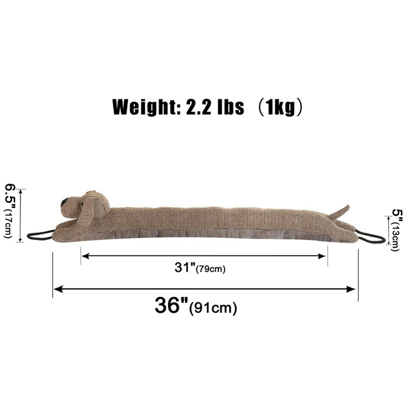 Marwood Under Door Draft Stopper Decorative Wind Stopper 36 inch for Door & Window, Weighted Animal Air Draft Stopper for Bottom of Door with Hanging Loops - Brown Dog - Image 2
