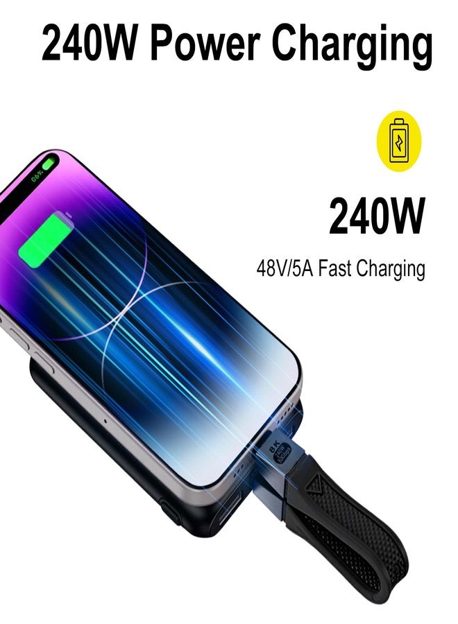 Poyiccot Short USB C Cable 5inch, High Speed 80Gbps, 120Gbps Bandwidth, PD 240W, Thunderbolt 5 Cable for 16K, Dual 8K/6K, USB C Cord in Black, for Thunderbolt 4/3,USB 4, SSD, MacBook, Dock - Image 2