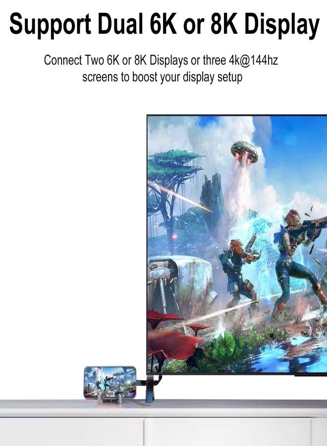 Poyiccot Short USB C Cable 5inch, High Speed 80Gbps, 120Gbps Bandwidth, PD 240W, Thunderbolt 5 Cable for 16K, Dual 8K/6K, USB C Cord in Black, for Thunderbolt 4/3,USB 4, SSD, MacBook, Dock - Image 4