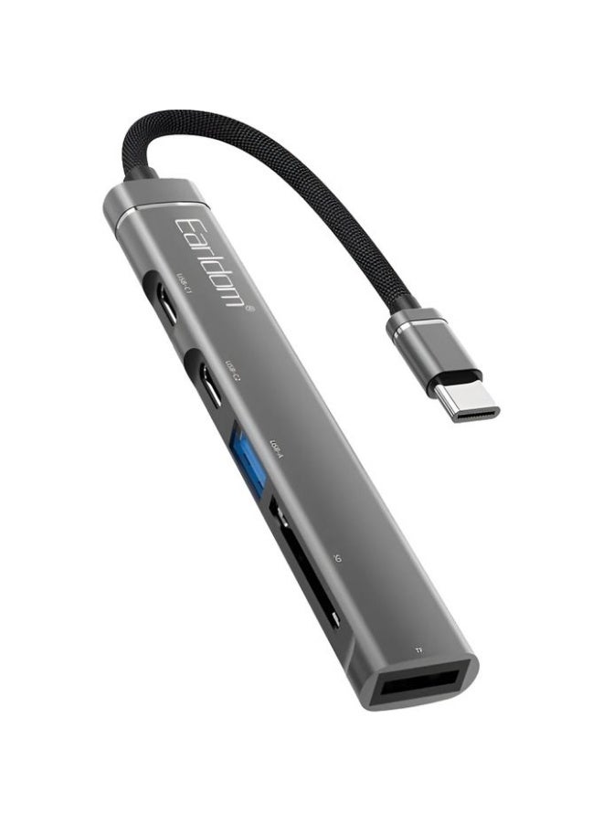 Earldom HUB 21 adapter  5 in 1  docking station USB type-C for computer and mobile phone  High quality mini  Multi-port 2 USB type-C USB 3.0 TF support  SD support - Image 1