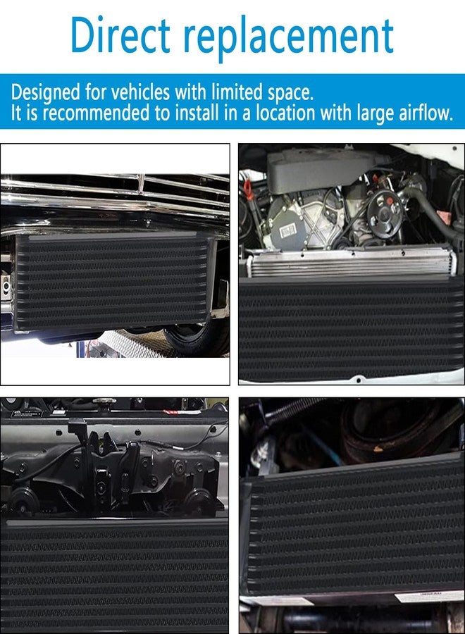 HTRACING 13 Row AN10 10AN Transmission Oil Cooler Kit Stacked Plate With 6AN 8AN Adapter Universal Engine Transmission British Radiator Oil Cooler Condenser Aluminium Alloy Black - Image 5