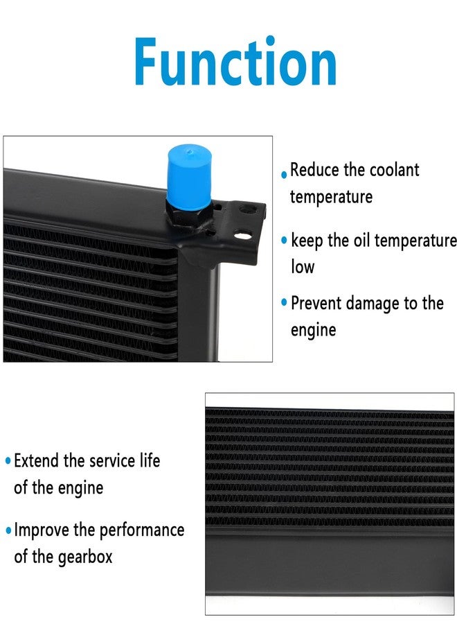 HTRACING 13 Row AN10 10AN Transmission Oil Cooler Kit Stacked Plate With 6AN 8AN Adapter Universal Engine Transmission British Radiator Oil Cooler Condenser Aluminium Alloy Black - Image 3