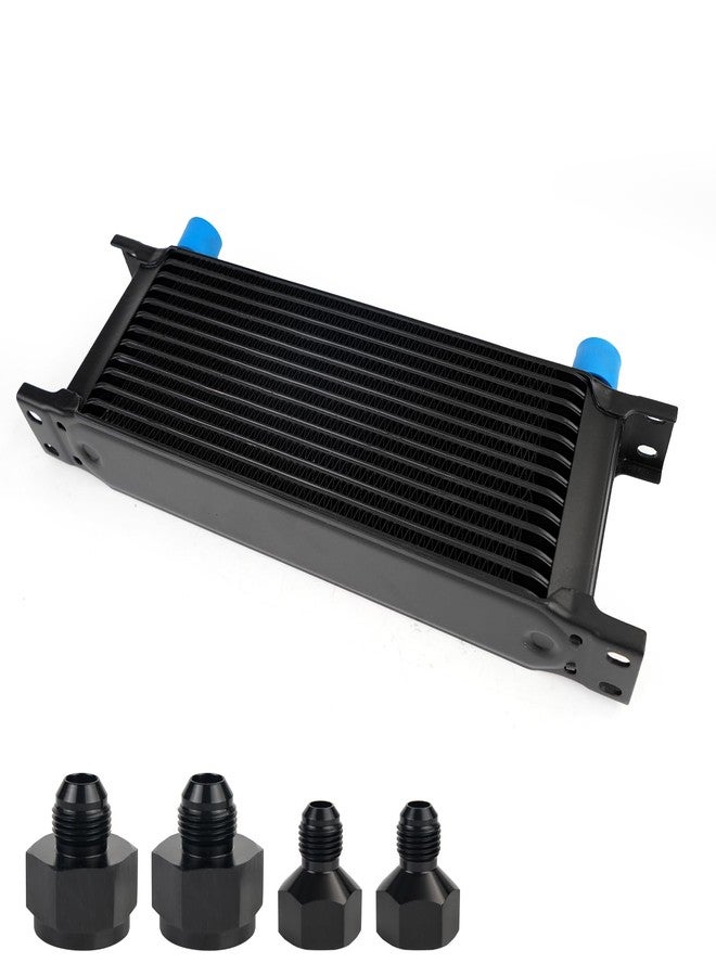 HTRACING 13 Row AN10 10AN Transmission Oil Cooler Kit Stacked Plate With 6AN 8AN Adapter Universal Engine Transmission British Radiator Oil Cooler Condenser Aluminium Alloy Black - Image 1
