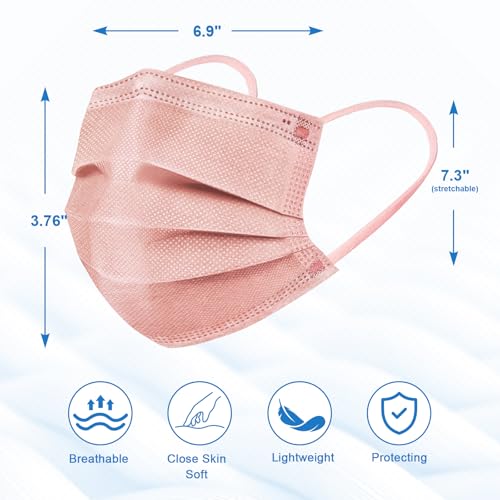 ZIYE 100 Pcs Non-medical Disposable Face Masks - Breathable Non-woven Maskial Mouth Cover 3 Layer with Nose Clip Elastic Earloop Multicolor - Image 3