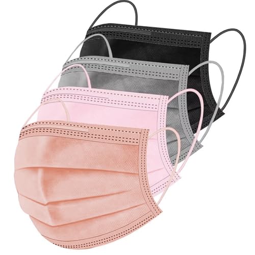 ZIYE 100 Pcs Non-medical Disposable Face Masks - Breathable Non-woven Maskial Mouth Cover 3 Layer with Nose Clip Elastic Earloop Multicolor - Image 1