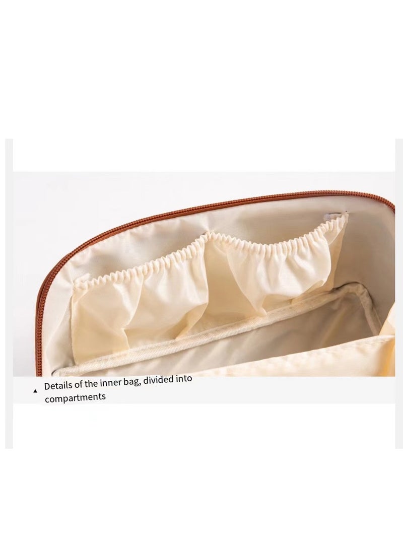 Women's Cosmetic Bag, Portable Waterproof Leather Makeup Storage Box, Perfect for Travel, Large Open Pocket for Toiletries Accessories Brushes - Image 5