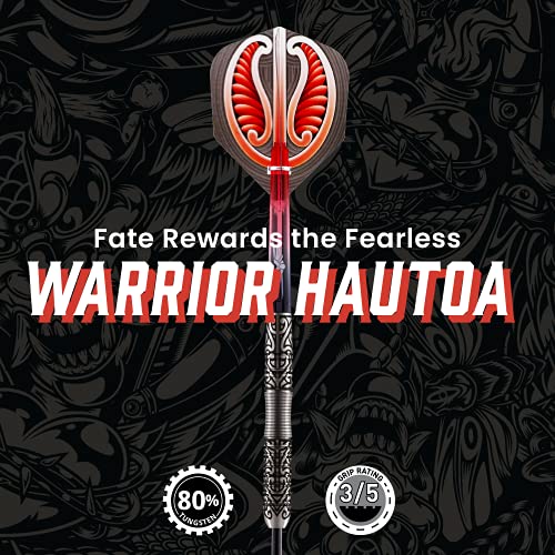Shot Darts Steel Tip, Warrior Hautoa (22g/24g/26g), 80% Tungsten, Center Balanced with Secure Grips, Handcrafted Professional Dart Set and Flights Made in New Zealand, Metal Tip Bar Darts for Adults - Image 2