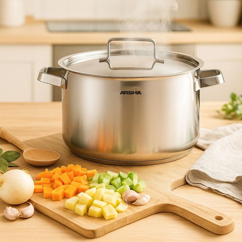 Arshia Stainless Steel Casserole Cookware Pot with Lid, 22 cm - Image 2