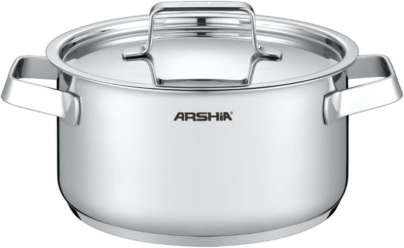 Arshia Stainless Steel Casserole Cookware Pot with Lid, 22 cm - Image 1