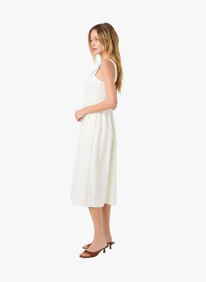 فرنش كونكشن Women's Sum Wht Aspen Linen Midi Dress