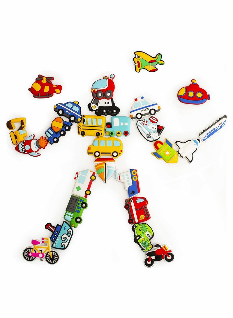 26 Piece Kids Educational Transport Rubber Magnets Set Perfect Gift for Toddlers Features Cars Boats Aircraft Suitable for Whiteboards and Fridges - Image 2