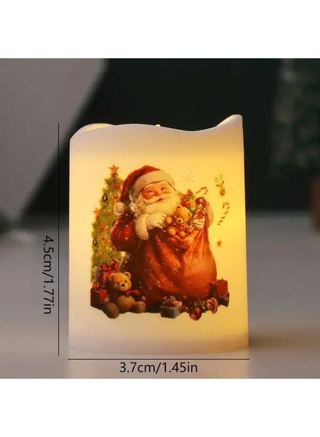 شموع عيد الميلاد بدون لهب 2 قطعة، تصاميم عشوائية، تعمل بالبطارية، لديكور الداخل والخارج - Image 4