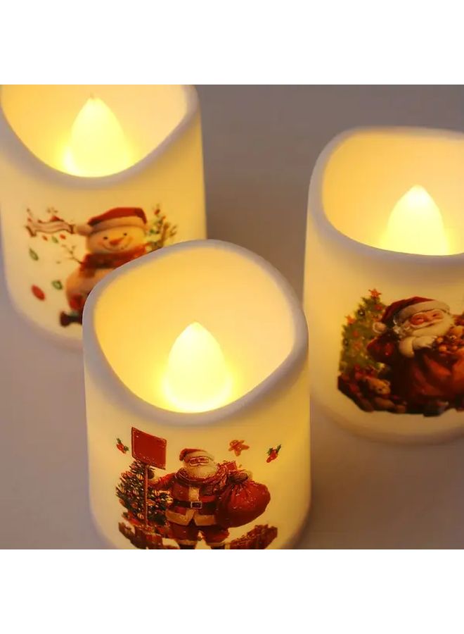 شموع عيد الميلاد بدون لهب 2 قطعة، تصاميم عشوائية، تعمل بالبطارية، لديكور الداخل والخارج - Image 3