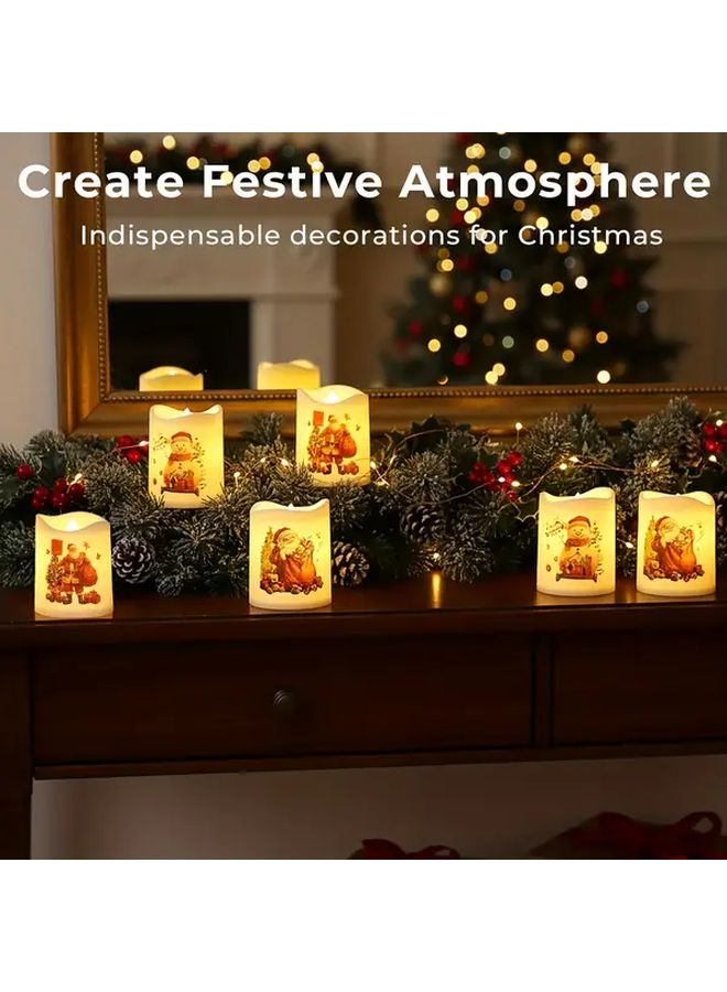 شموع عيد الميلاد بدون لهب 2 قطعة، تصاميم عشوائية، تعمل بالبطارية، لديكور الداخل والخارج - Image 5