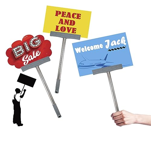 SnowTing 2 PCS Stainless Steel Handheld Sign Holder, Professional Display Pole Sign Stand for Events Meetings Tours Two-Sided Signs Versatile Easy Grip Billboard for Airports Exhibitions Parades, No Signboard - Image 2