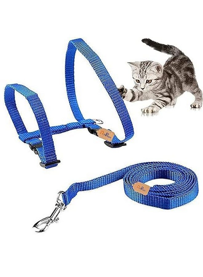 حزام نايلون مطبوع مع مقود وخطاف قابل للتعديل ومجموعة حزام الجسم للقطط والقطط الصغيرة للمشي والتدريب في الهواء الطلق (اللون حسب التوافر) - Image 3
