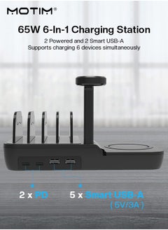 Motim 65W USB Charging Station Multiple USB Charger Station for Multible Devices mixed Cables Included, Charging Organizer for Phones,Tablets, and Other Electronics  - Image 5