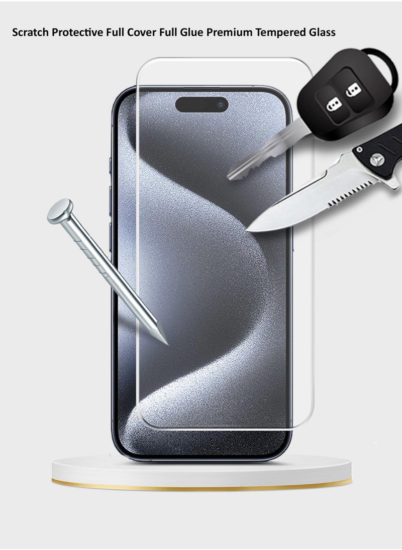 Wtech - Apple iPhone 15 Pro 2023 Premium Series Curved Edges 9H 2.5D Tempered Glass Screen Protector (MSG9CN) - Clear - Image 1