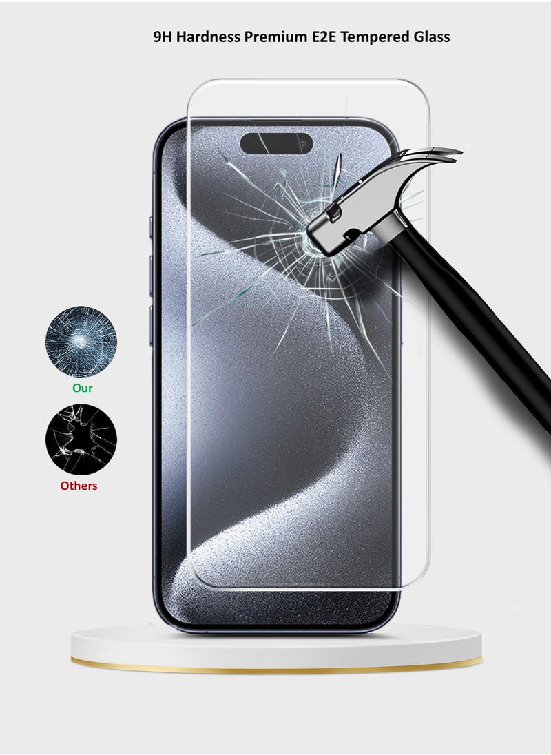 Wtech - Apple iPhone 15 Pro 2023 Premium Series Curved Edges 9H 2.5D Tempered Glass Screen Protector (MSG9CN) - Clear - Image 1