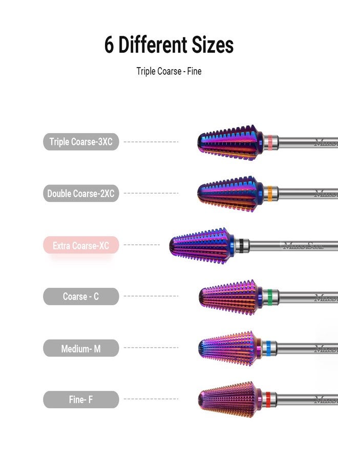 MelodySusie Professional Tornado Nail Drill Bits, 3/32'' Carbide Tungsten Multi-function Bits, Suitable for Manicure Pedicure Cuticle Gel Polishing, Salon Bits, Purple, Series Bit-X, XC - Image 3