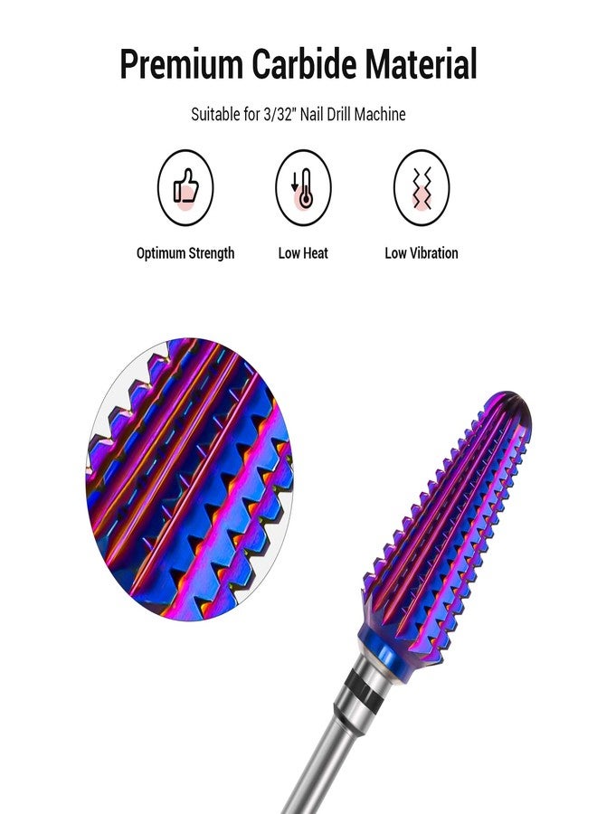 MelodySusie Professional Tornado Nail Drill Bits, 3/32'' Carbide Tungsten Multi-function Bits, Suitable for Manicure Pedicure Cuticle Gel Polishing, Salon Bits, Purple, Series Bit-X, XC - Image 2