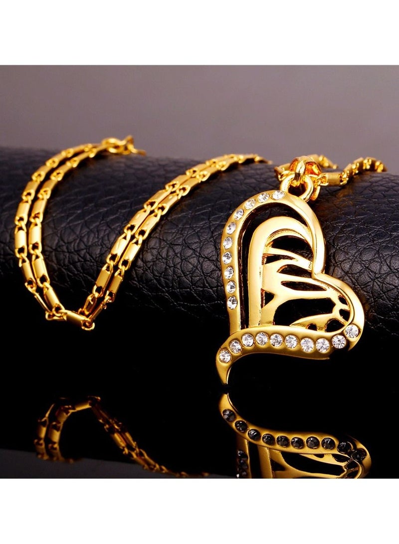 DubaiGallery Fashion Jewelry Highly craftsmanship Hearts Islamic Allah Pendant Charms Necklace Religious Muslim Jewelry Gift For Women Gold Color Jewelry - Image 1