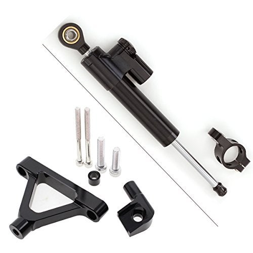 NICEDOLL Fit For Ninja ZX-6 R ZX6R ZX 6R 2007-2008 / ZX10R ZX 10 R 2004-2005 CNC Motorcycle Steering Damper Stabilizer Buffer Control Bar with Mounting Bracket Support Kit Full Set - Image 1