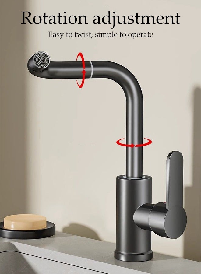 DUNISO Kitchen Sink Faucet Multifunctional 720°Swivel Spray Chrome Plating Robotic Arm Faucet Hot and Cold Dual Use L-Form Waterfall Kitchen Taps with 60cm Hose for Kitchen and Bathroom Washbasin Sink - Image 3