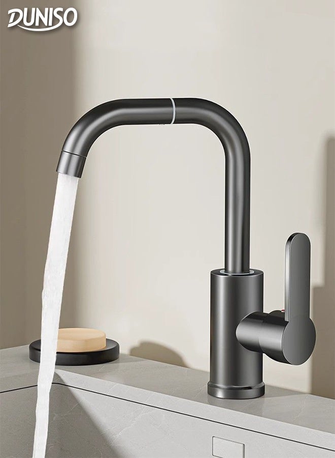 DUNISO Kitchen Sink Faucet Multifunctional 720°Swivel Spray Chrome Plating Robotic Arm Faucet Hot and Cold Dual Use L-Form Waterfall Kitchen Taps with 60cm Hose for Kitchen and Bathroom Washbasin Sink - Image 1