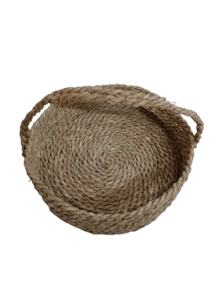 Natural Halfa Round Basket with  - Size 37cm  - Image 1