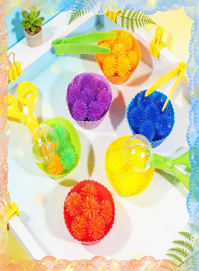 Bbiamsleep 78 Pcs Sensory Bin Filler Sensory Bin Items Fine Motor Skills Include Colorful Hedge Balls Tweezers Scissors Clips Sorting Cup for Sorting Counting Training - Image 4